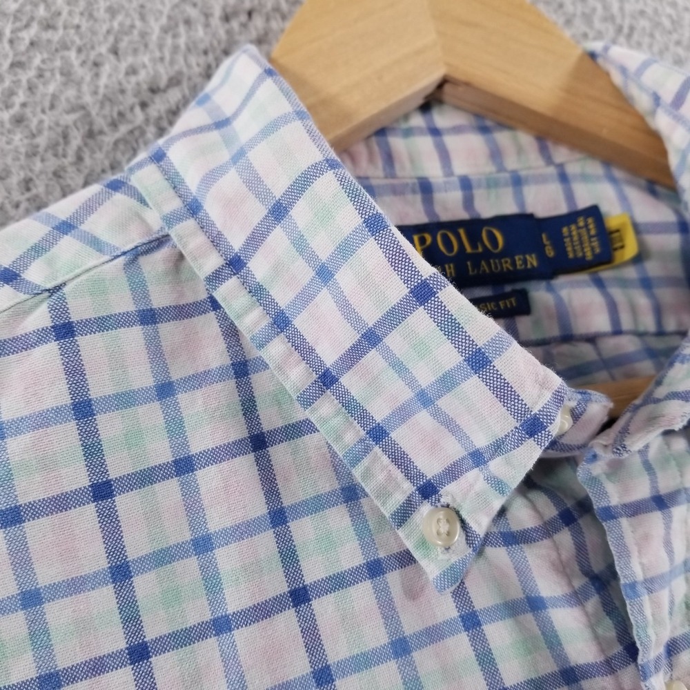 Polo Ralph Lauren Shirt Men White Blue Pink Green Plaid Classic Fit Oxford Dress